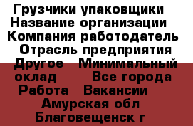 Грузчики-упаковщики › Название организации ­ Компания-работодатель › Отрасль предприятия ­ Другое › Минимальный оклад ­ 1 - Все города Работа » Вакансии   . Амурская обл.,Благовещенск г.